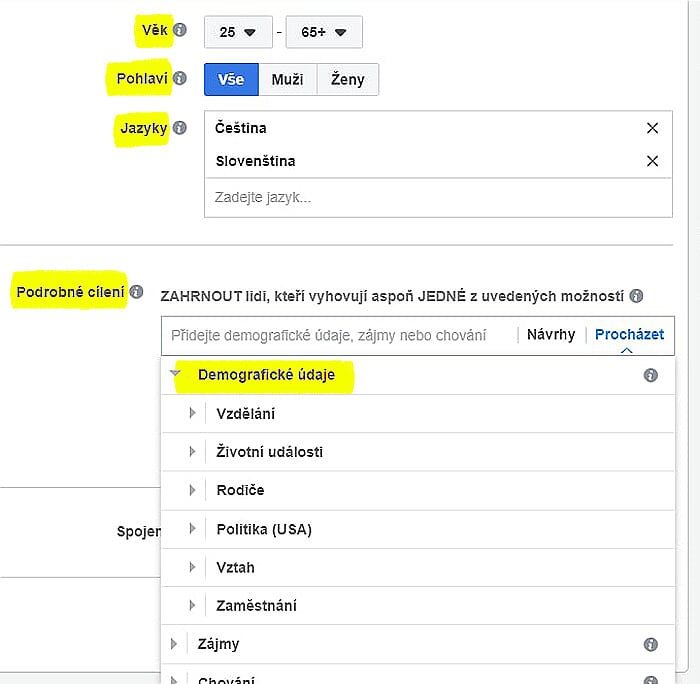 Facebook reklama – demografie