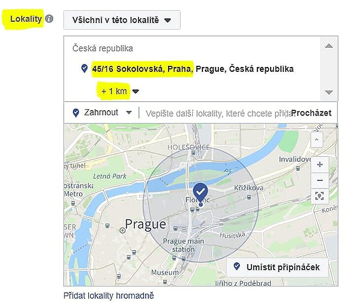 Facebook reklama – lokalita